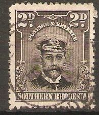 Southern Rhodesia 1924 2d Black and purple-grey. SG4.